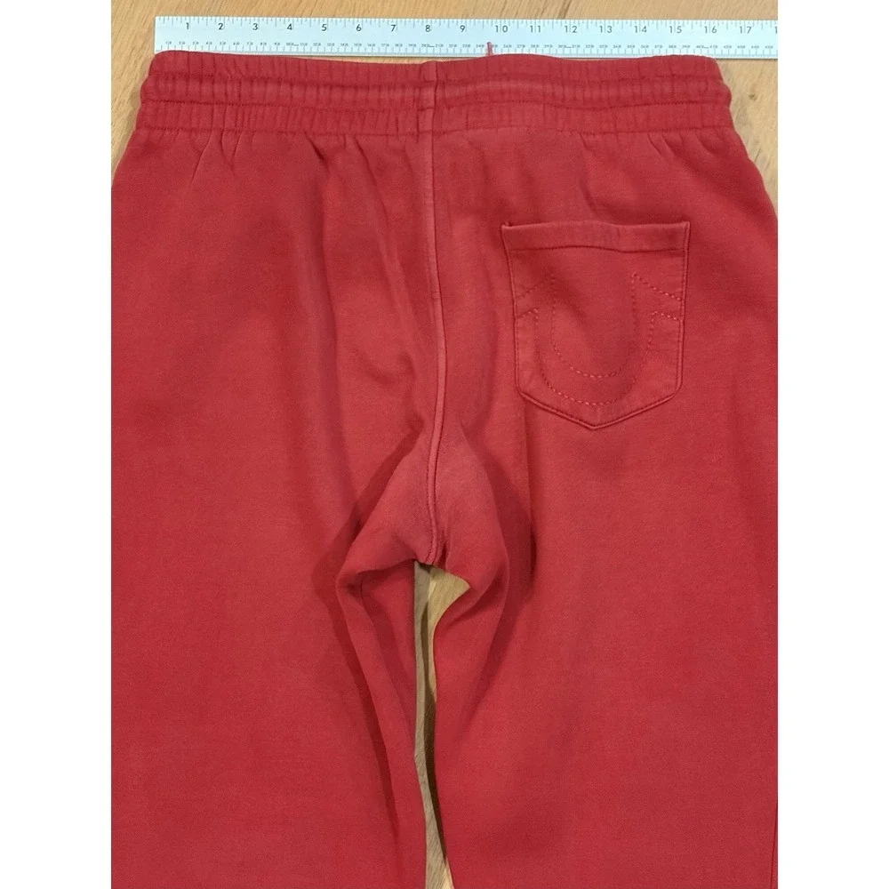 True Religion Joggers Sweatpant Buddha Logo Horseshoe Pocket Medium Red Spellout